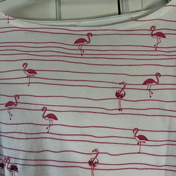 Pink Flamingos Talbots crewneck 3/4 sleeve shirt 🦩🦩 - Picture 4 of 6